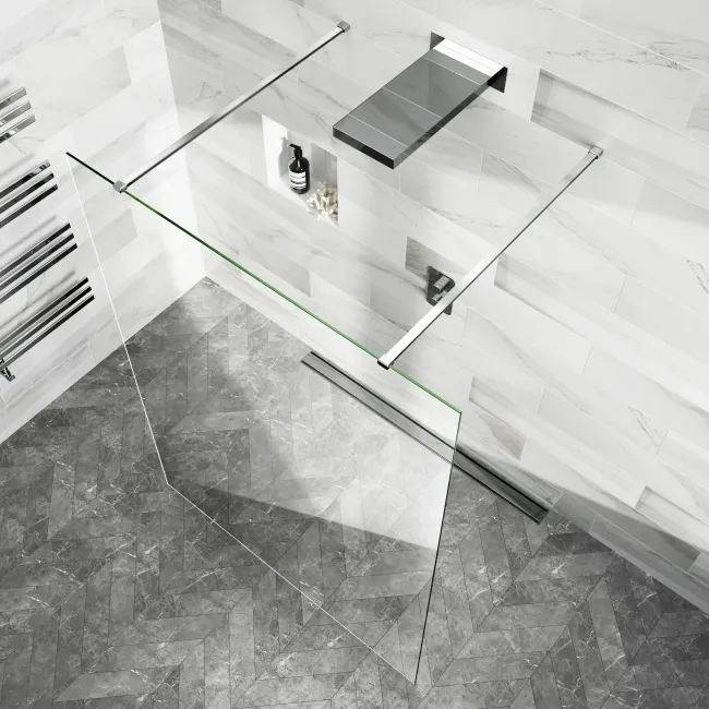 Copenhagen Easy Clean 8mm Walk Through Wet Room Shower Glass Panel 1400mm