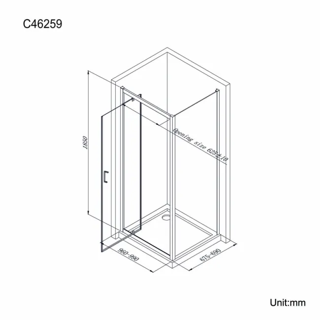 London Matt Black 6mm Pivot Shower Enclosure 1000x700mm