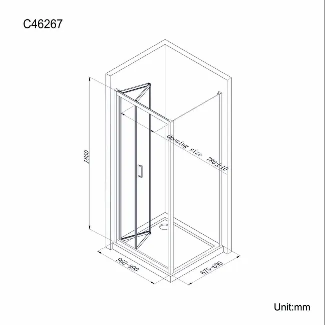 London Matt Black 6mm Bifold Shower Enclosure 1000x700mm
