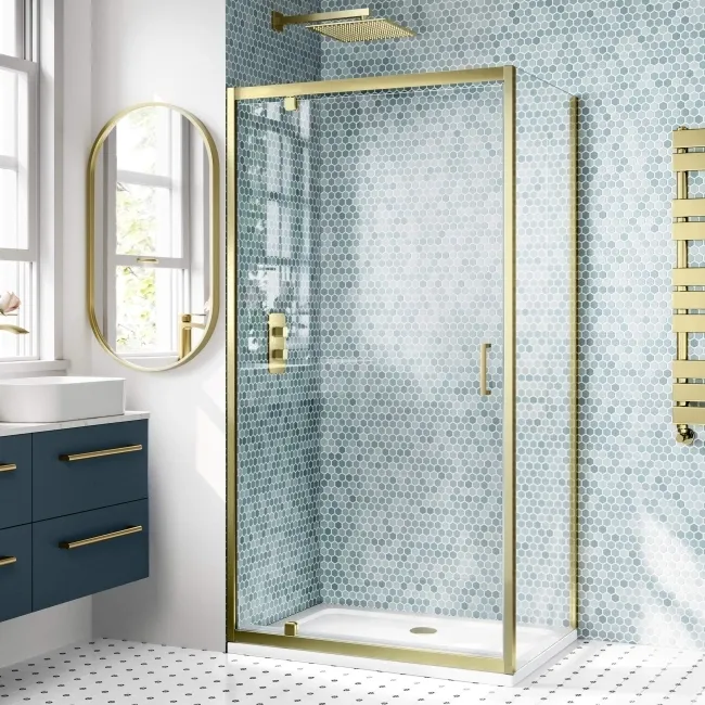 London Brushed Brass 6mm Pivot Shower Enclosure 1000x760mm