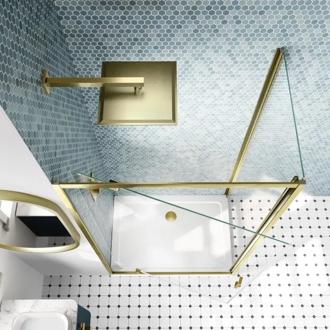 London Brushed Brass 6mm Pivot Shower Enclosure 1000x760mm
