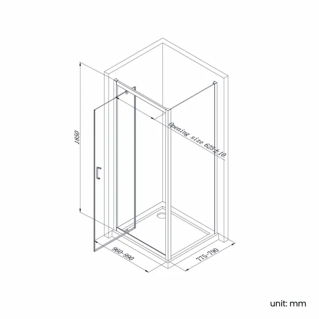 London Brushed Brass 6mm Pivot Shower Enclosure 1000x800mm