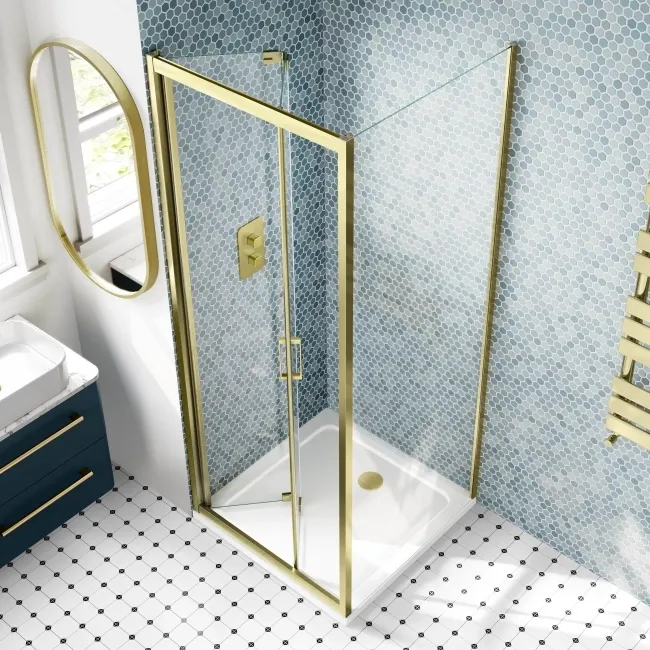 London Brushed Brass 6mm Bifold Shower Enclosure 700x700mm