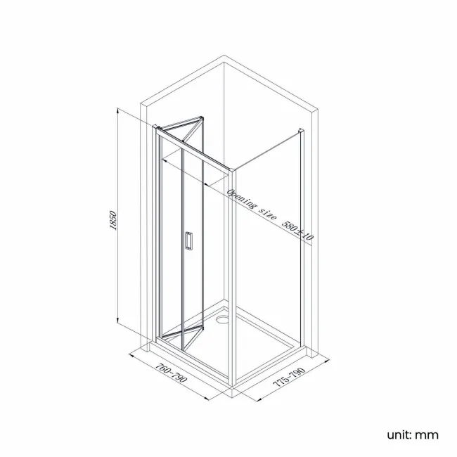 London Brushed Brass 6mm Bifold Shower Enclosure 800x800mm