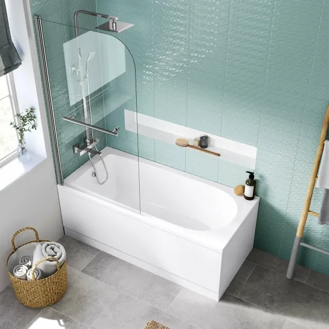 Stafford 1600x700 Shower Bath & 4mm Screen with Rail
