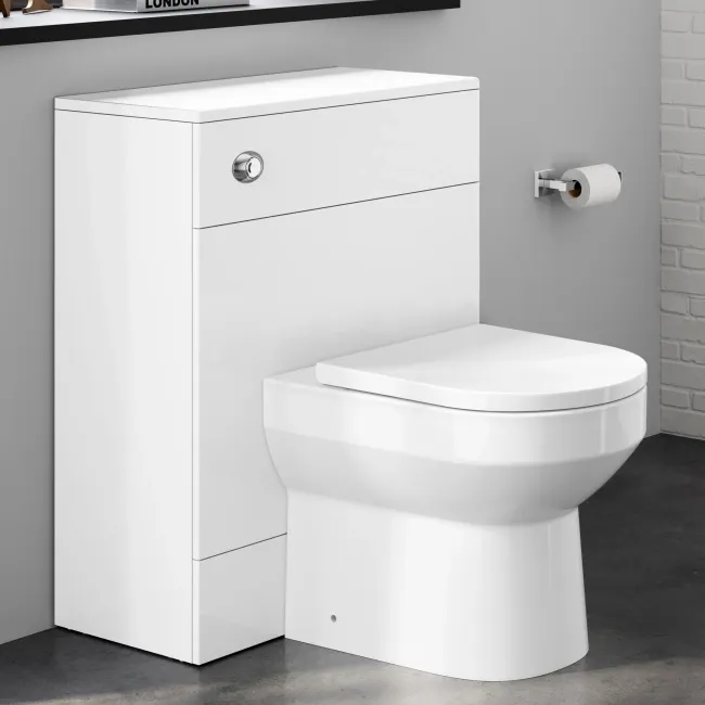 Harper Gloss White Back To Wall Unit and Miami Toilet