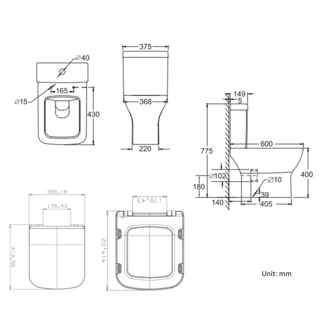 Atlanta Close Coupled Toilet With Soft Close Slim Seat