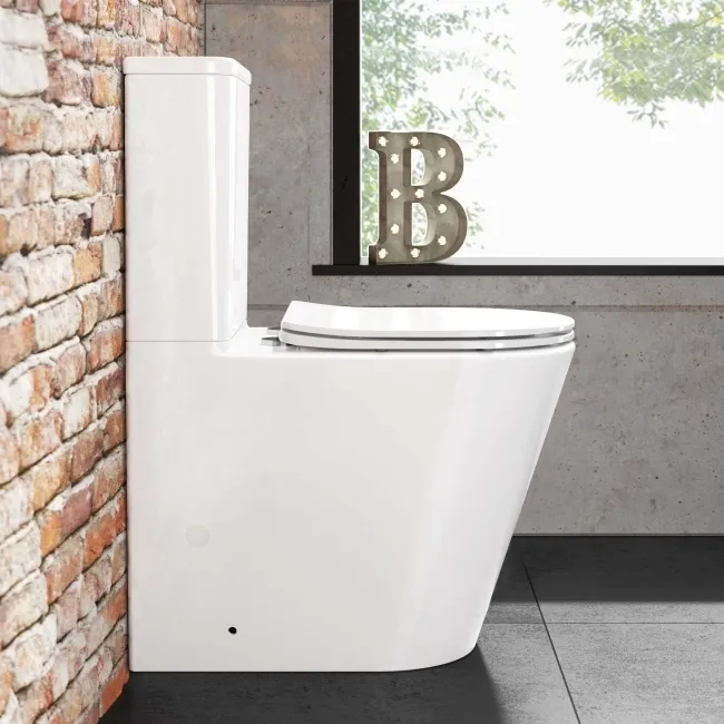 Boston Rimless Comfort Height Close Coupled Toilet With Premium Soft Close Slim Seat