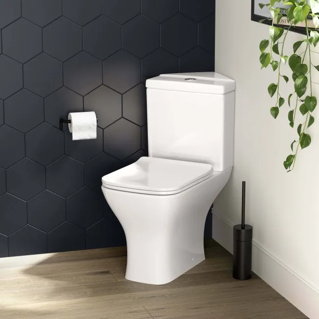 Atlanta Close Coupled Corner Toilet With Soft Close Slim Seat