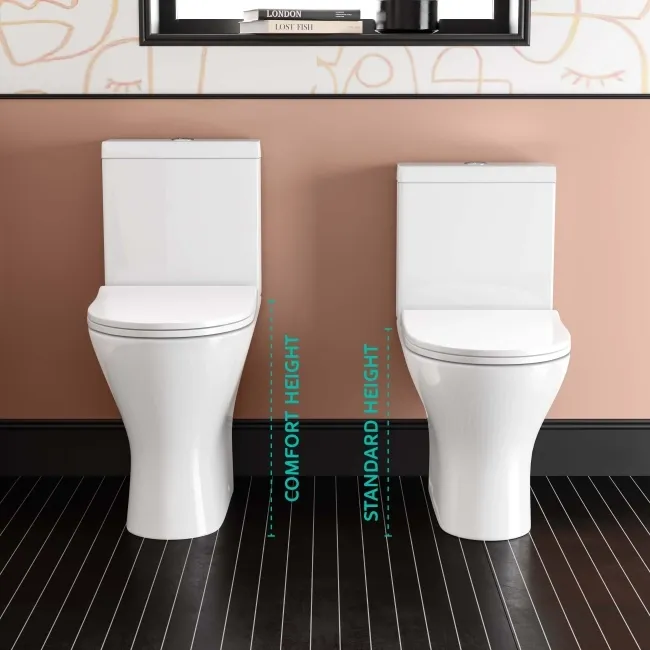 Orlando Rimless Comfort Height Close Coupled Corner Toilet With Soft Close Slim Seat