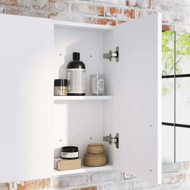 Harper Gloss White Wall Hung Cabinet 600x300mm - Black Accents