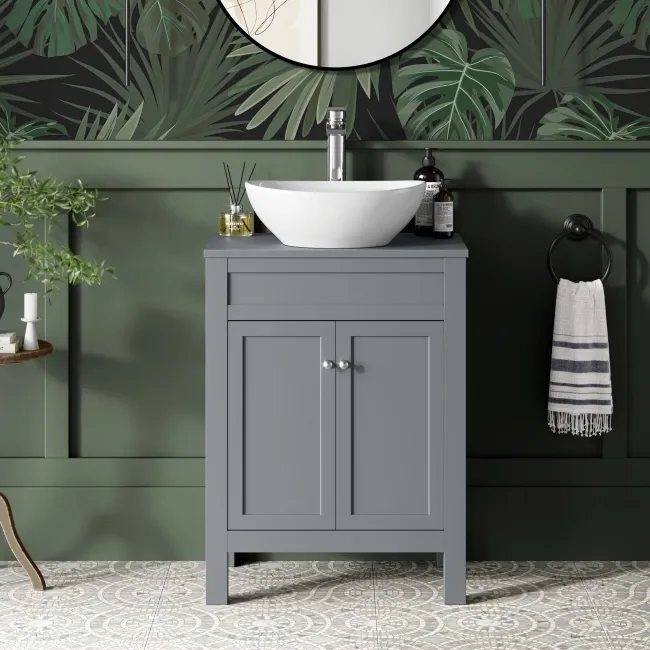Bermuda Dove Grey Vanity With Oval Counter Top Basin 600mm
