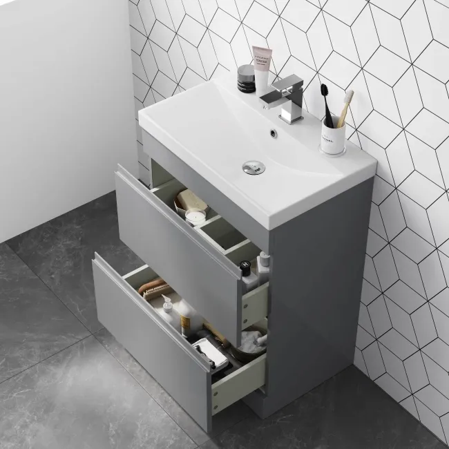 Trent Stone Grey Basin Drawer Vanity 600mm