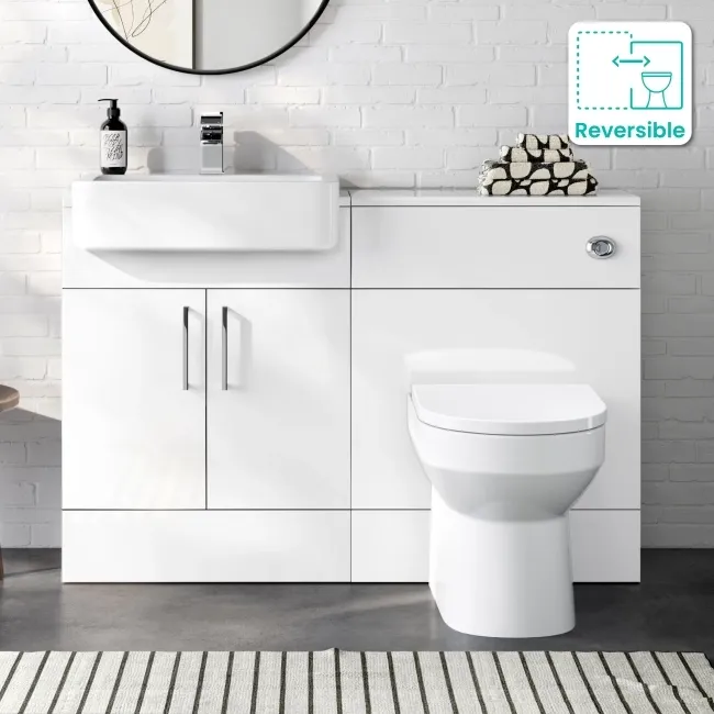 Harper Gloss White Combination Vanity Basin and Miami Toilet 1200mm