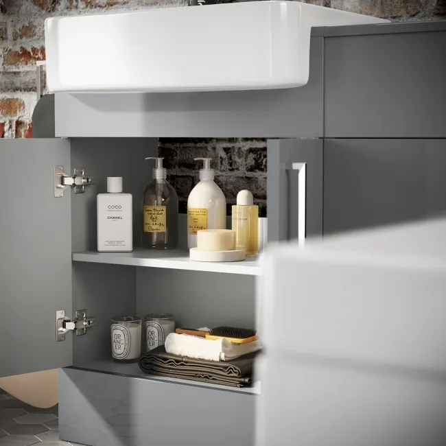 Harper Stone Grey Basin Vanity and Back To Wall Toilet Unit 1200mm