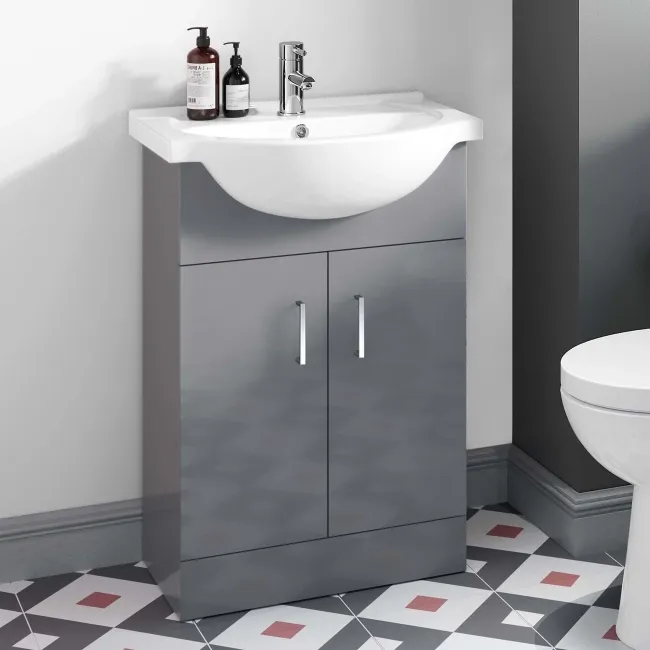 Quartz Stone Grey Vanity with Semi Recessed Basin 550mm