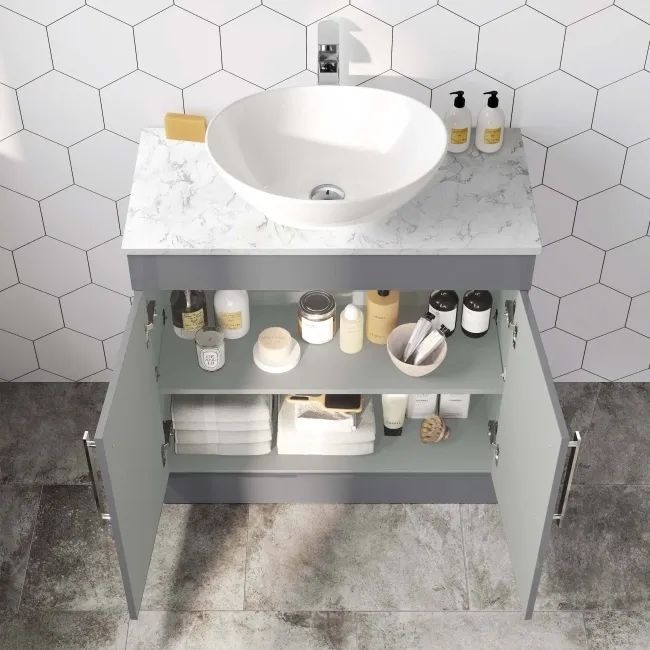 Avon Stone Grey Vanity with Marble Top & Oval Counter Top Basin 800mm