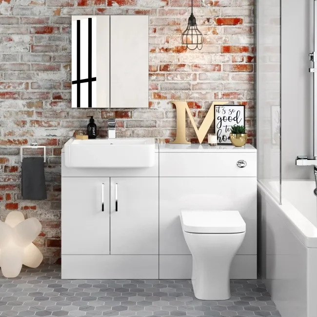 Harper Gloss White Combination Vanity Basin and Atlanta Toilet 1200mm