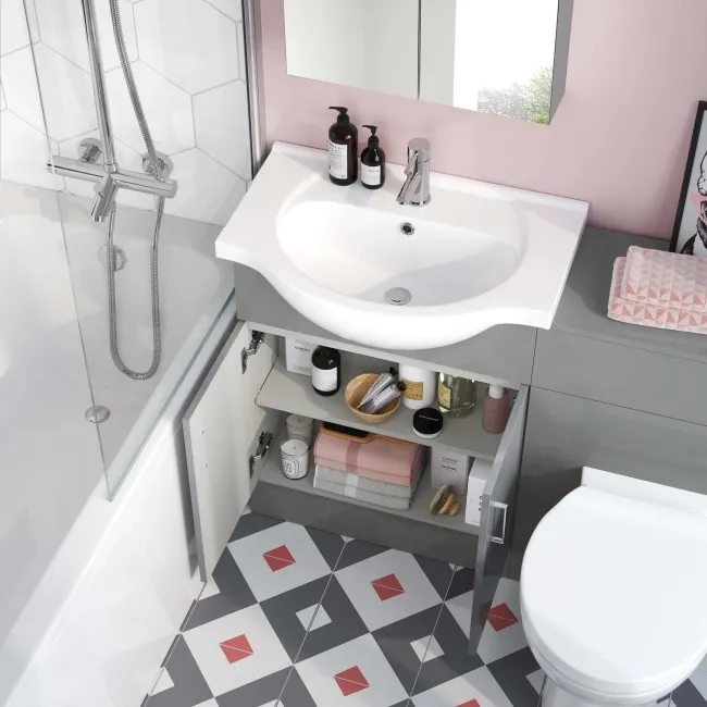 Quartz Stone Grey Basin Vanity and Back To Wall Toilet Unit 1150mm