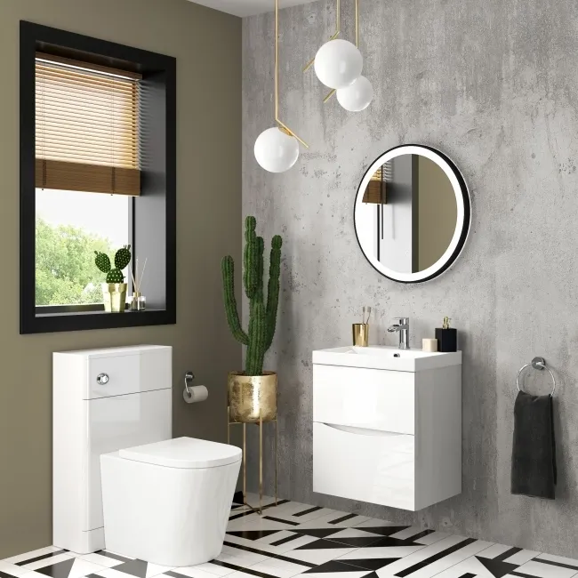 Austin Gloss White Wall Hung Basin Drawer Vanity 500mm