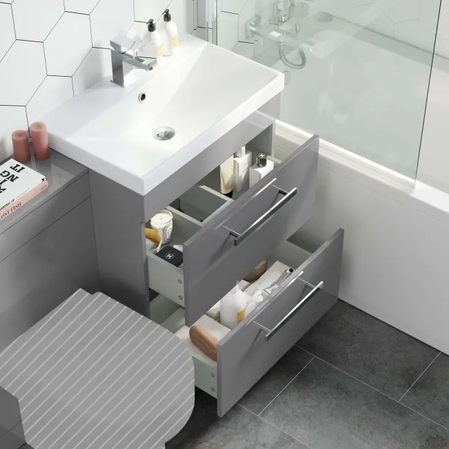Avon Stone Grey Basin Drawer Vanity and Back To Wall Toilet Unit 1100mm - Excludes Toilet