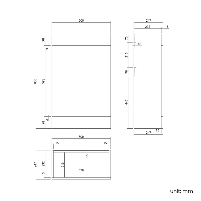 Avon Stone Grey Combination Basin Drawer and Aruba Toilet 1100mm - Right Handed