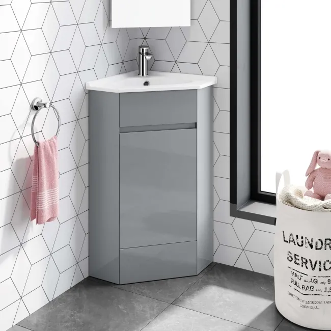 Trent Stone Grey Corner Basin Vanity 400mm