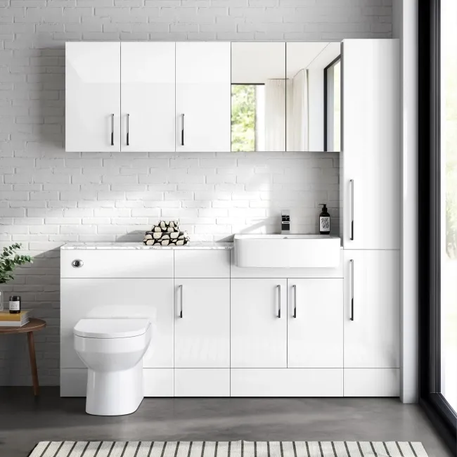 Harper Gloss White Combination Vanity Basin with Marble Top & Miami Toilet 1500mm