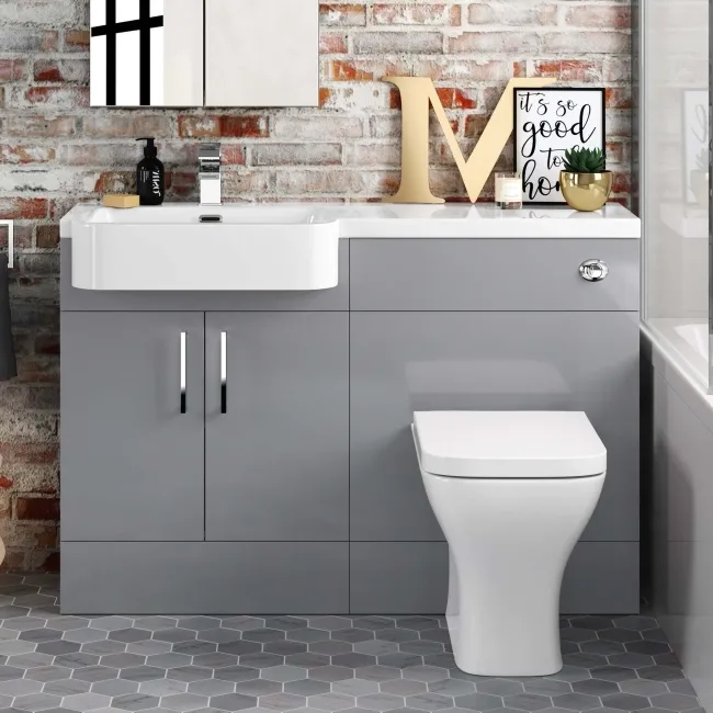 Harper Stone Grey Combination Vanity Basin and Atlanta Toilet 1200mm - Left Handed