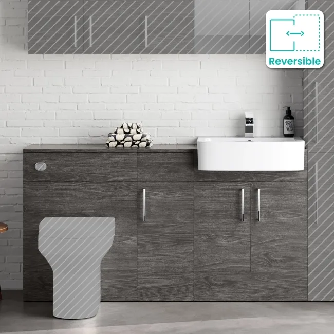 Harper Charcoal Elm Combination Vanity Basin 1500mm (Excludes Pan + Cistern)