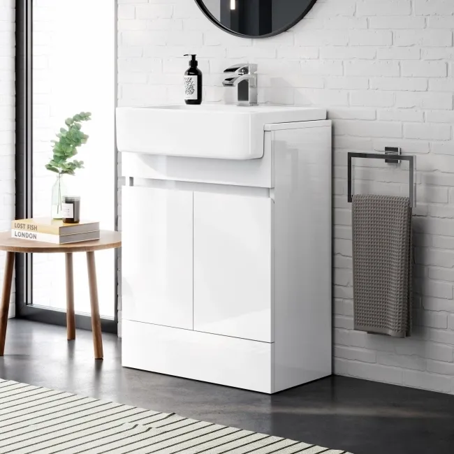 Foster Gloss White Basin Vanity and Back To Wall Toilet Unit 1200mm