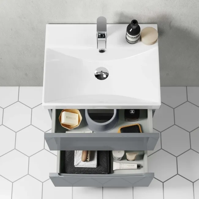 Austin Stone Grey Wall Hung Basin Drawer Vanity 500mm