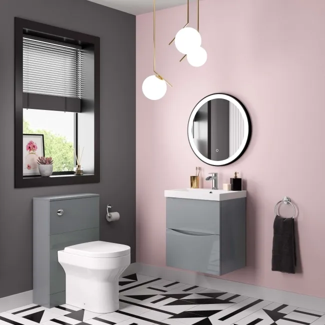 Austin Stone Grey Basin Drawer Vanity 500mm and Denver Back To Wall Toilet Set