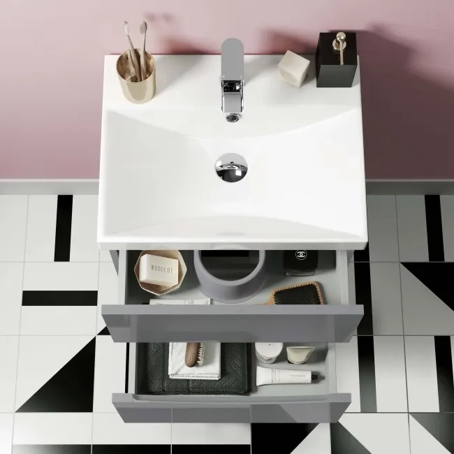 Austin Stone Grey Basin Drawer Vanity 500mm and Atlanta Back To Wall Toilet Set