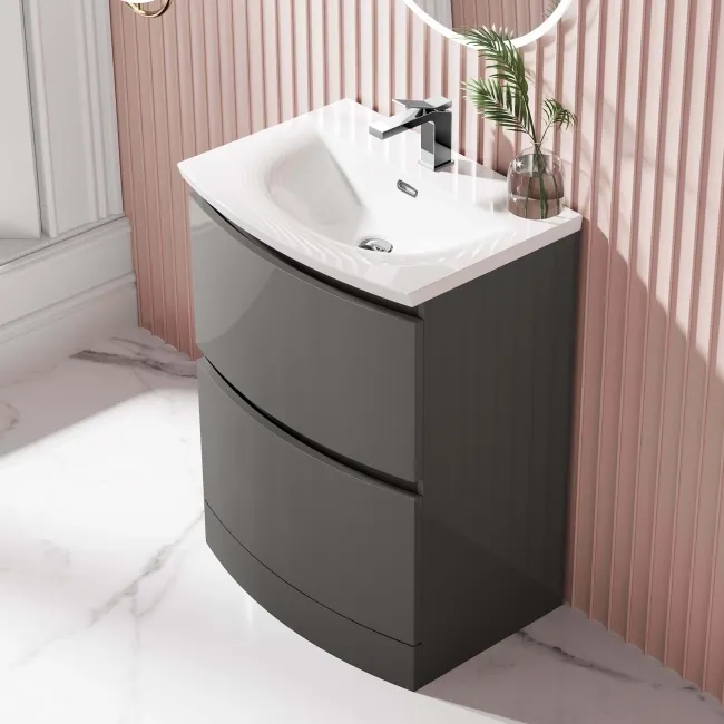 Bali Tungsten Grey Basin Drawer Vanity 600mm