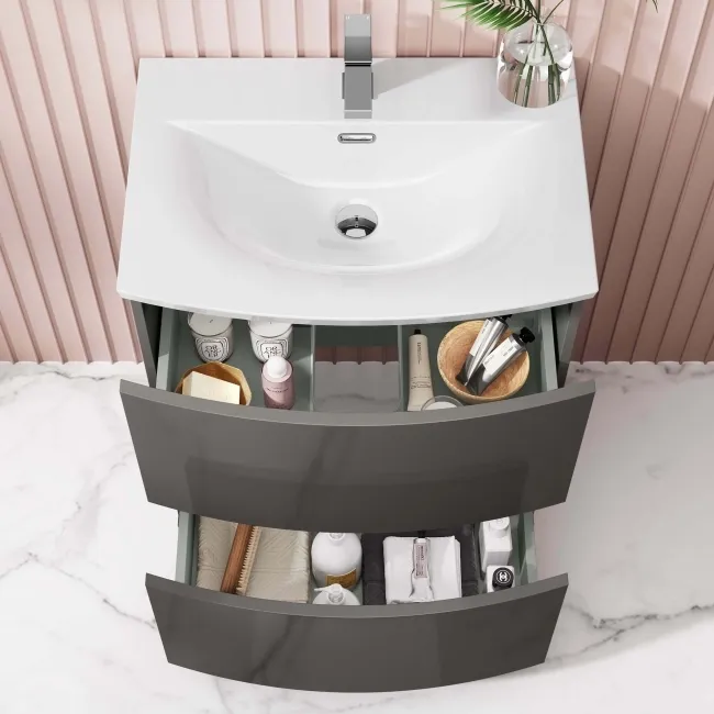 Bali Tungsten Grey Basin Drawer Vanity 600mm