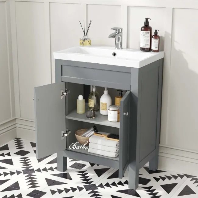 Bermuda Dove Grey Basin Vanity and Back To Wall Unit 1100mm (Excludes Pan & Cistern)