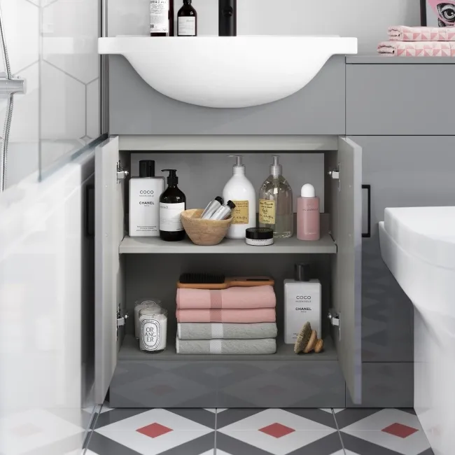 Quartz Stone Grey Combination Vanity Basin and Denver Toilet 1050mm - Black Accents