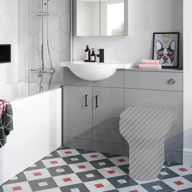 Quartz Stone Grey Basin Vanity and Back To Wall Toilet Unit 1150mm - Black Accents