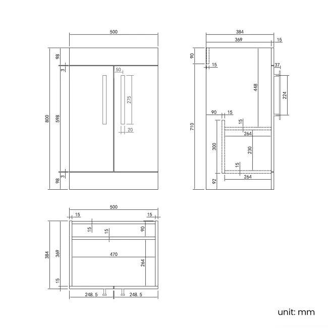 Avon Gloss White Combination Vanity Basin and Miami Toilet 1000mm - Black Accents