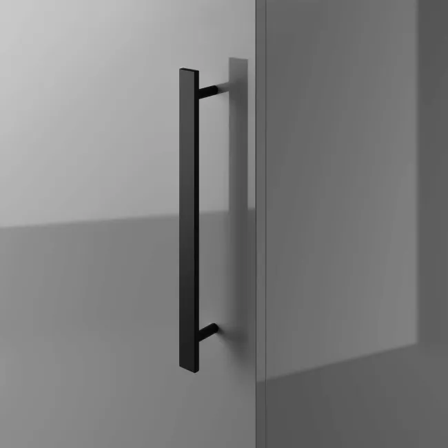 Avon Stone Grey Wall Hung Tall Cabinet Unit 1200x300mm - Black Accents