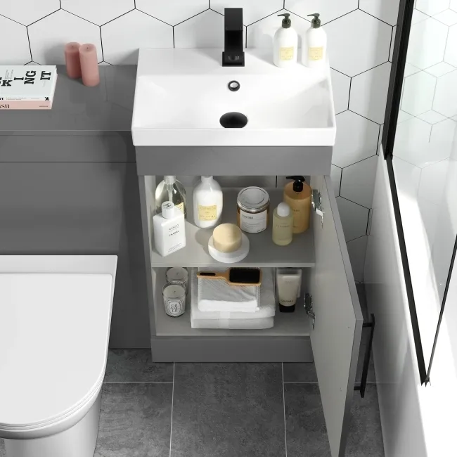 Avon Stone Grey Combination Vanity Basin and Aruba Toilet 950mm - Black Accents
