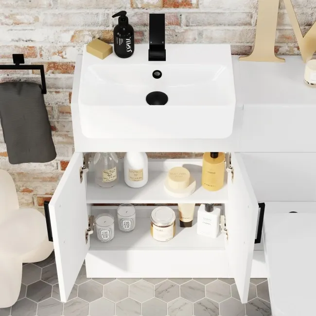 Harper Gloss White Combination Vanity Basin & Atlanta Toilet 1000mm - Black Accents