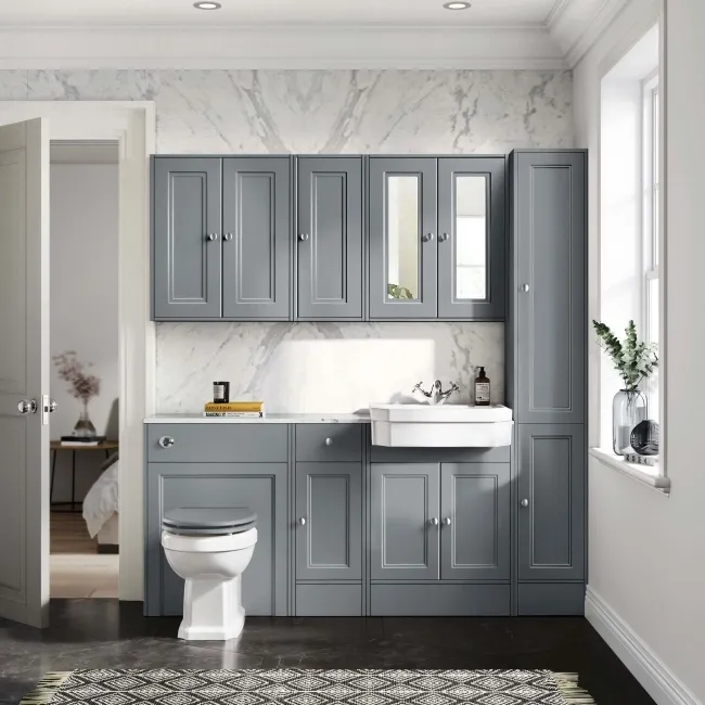 Monaco Dove Grey Combination Vanity Traditional Basin with Marble Top 1500mm (Excludes Pan & Cistern)