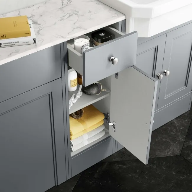 Monaco Dove Grey Combination Vanity Traditional Basin with Marble Top 1500mm (Excludes Pan & Cistern)