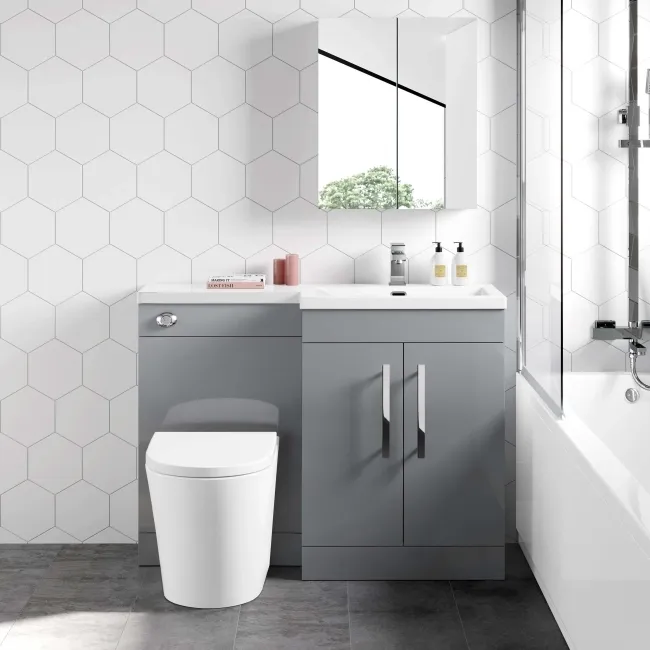 Avon Stone Grey Combination Vanity Basin and Boston Toilet 1100mm - Right Handed