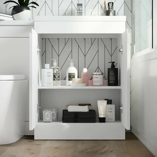 Trent Gloss White Combination Vanity Basin and Boston Toilet 1100mm - Right Handed