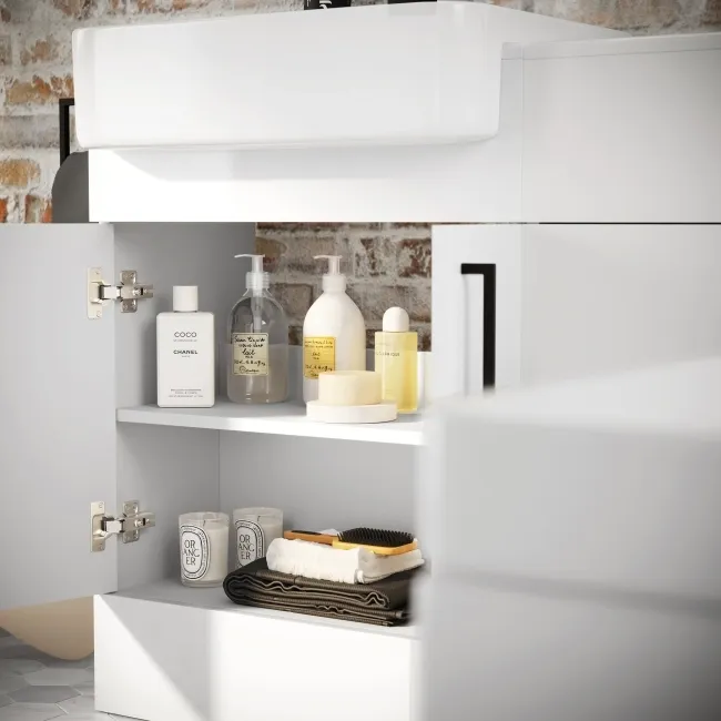 Harper Gloss White Combination Vanity Basin and Boston Toilet 1200mm - Black Accents