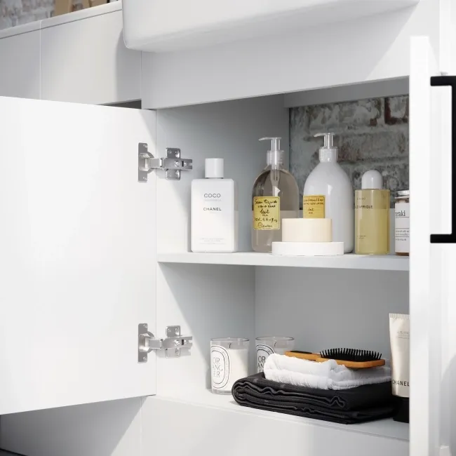 Harper Gloss White Combination Vanity Basin and Boston Toilet 1500mm - Black Accents