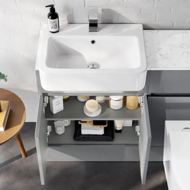 Foster Stone Grey Combination Vanity Basin with Marble Top & Boston Toilet 1200mm